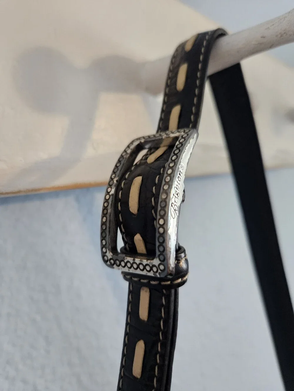 Brighton Woven Straw Crossbody Bag with Black Trim